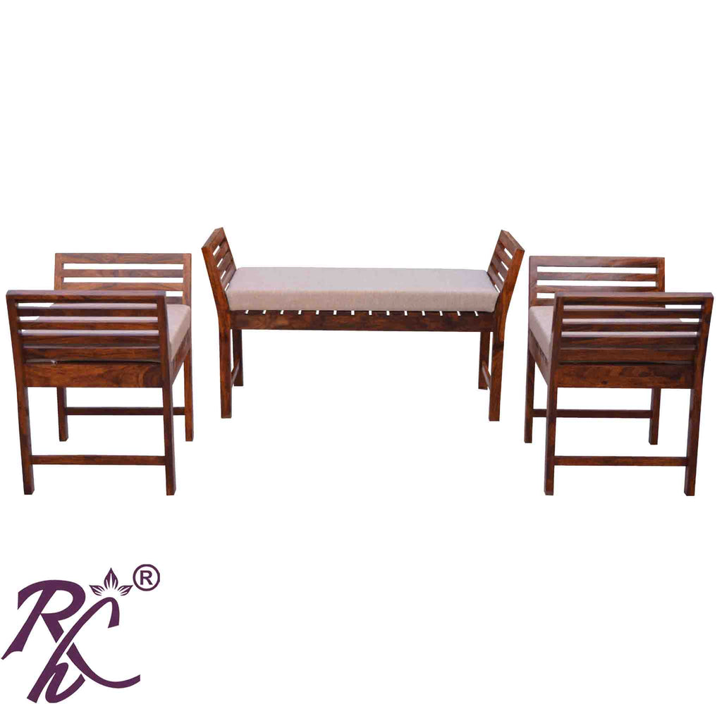 Solid Wood Stripe Design Sofa Set 4 Seater