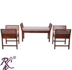 Solid Wood Stripe Design Sofa Set 4 Seater