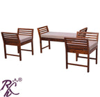 Solid Wood Stripe Design Sofa Set 4 Seater