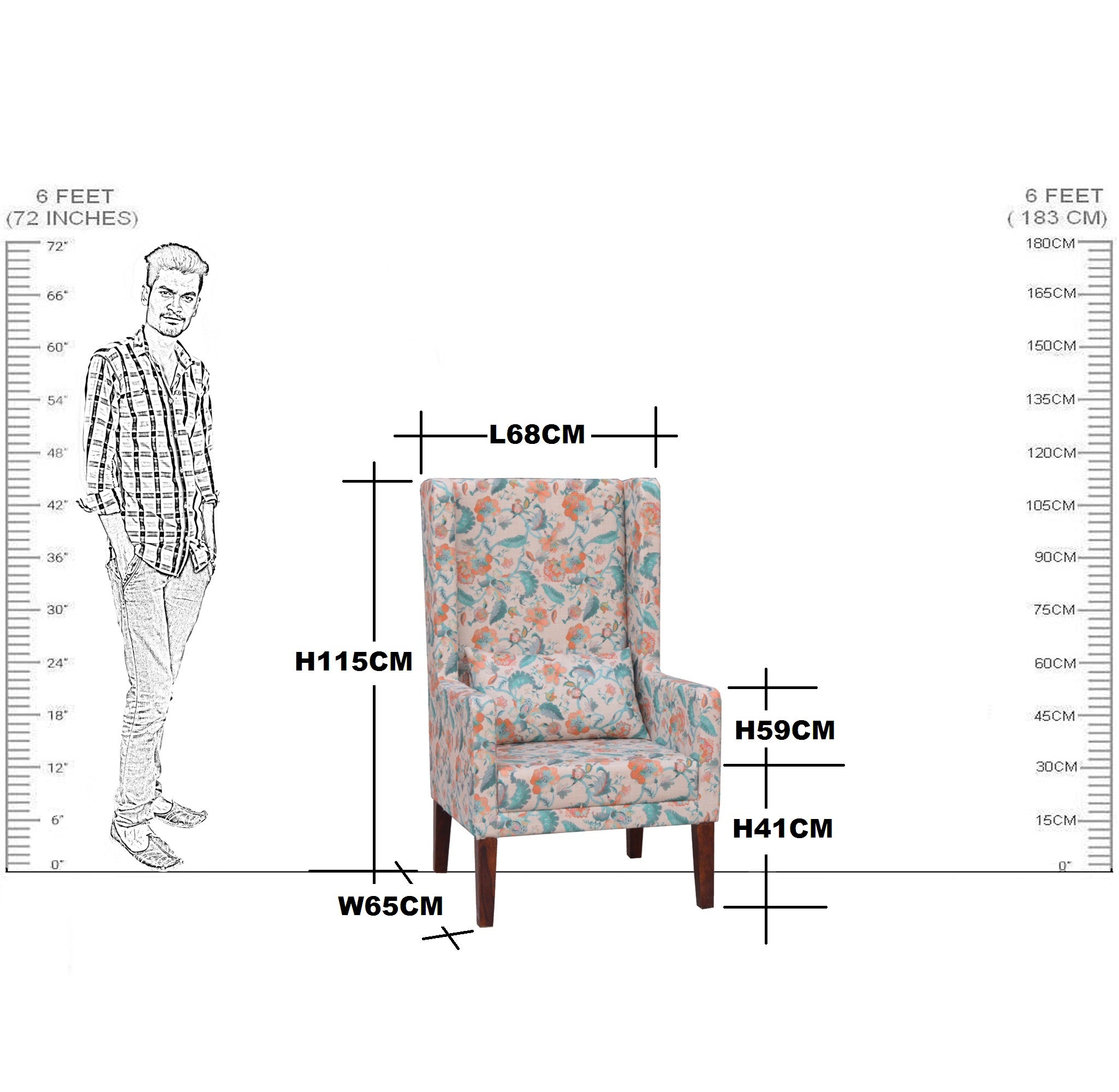 Solid Wooden Wing Chair | Wing Sofa