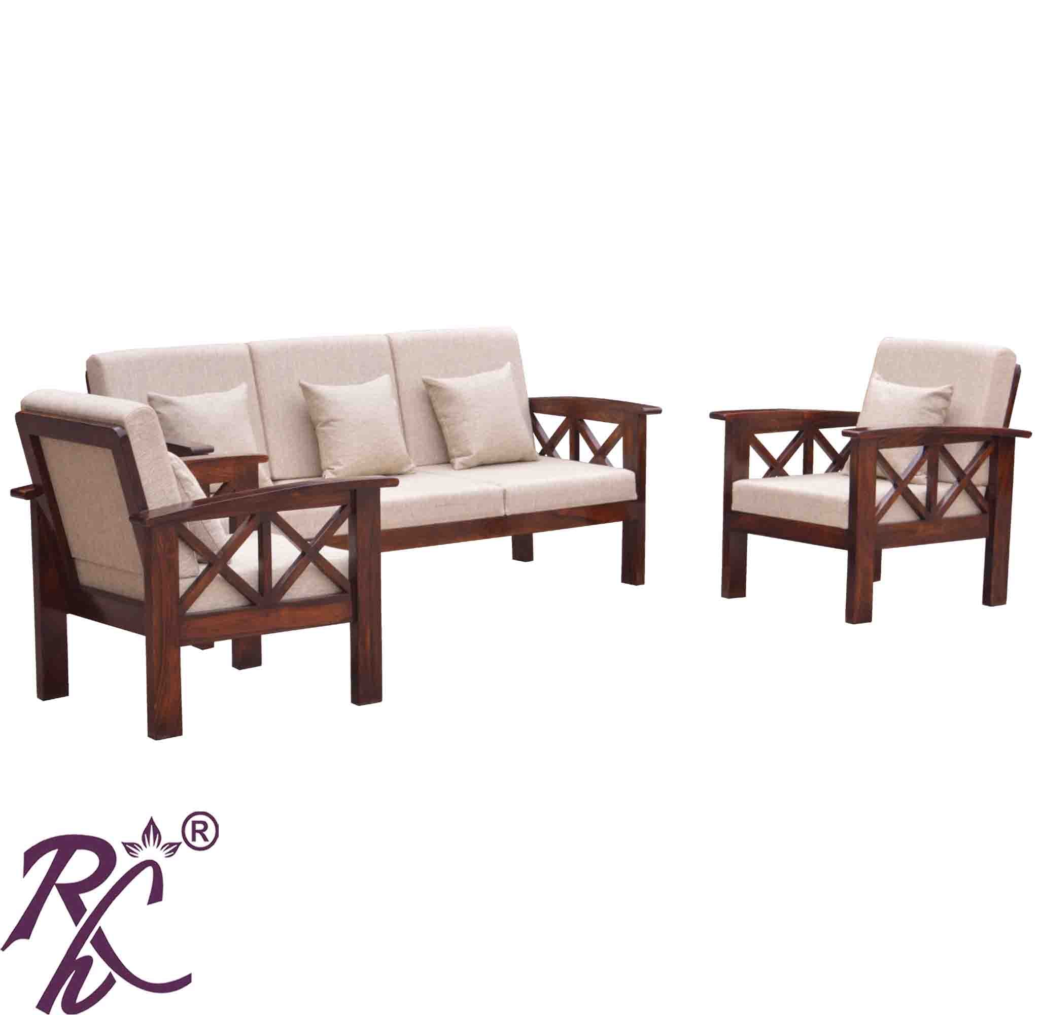 Solid Wood XX Design Sofa Set 5 Seater