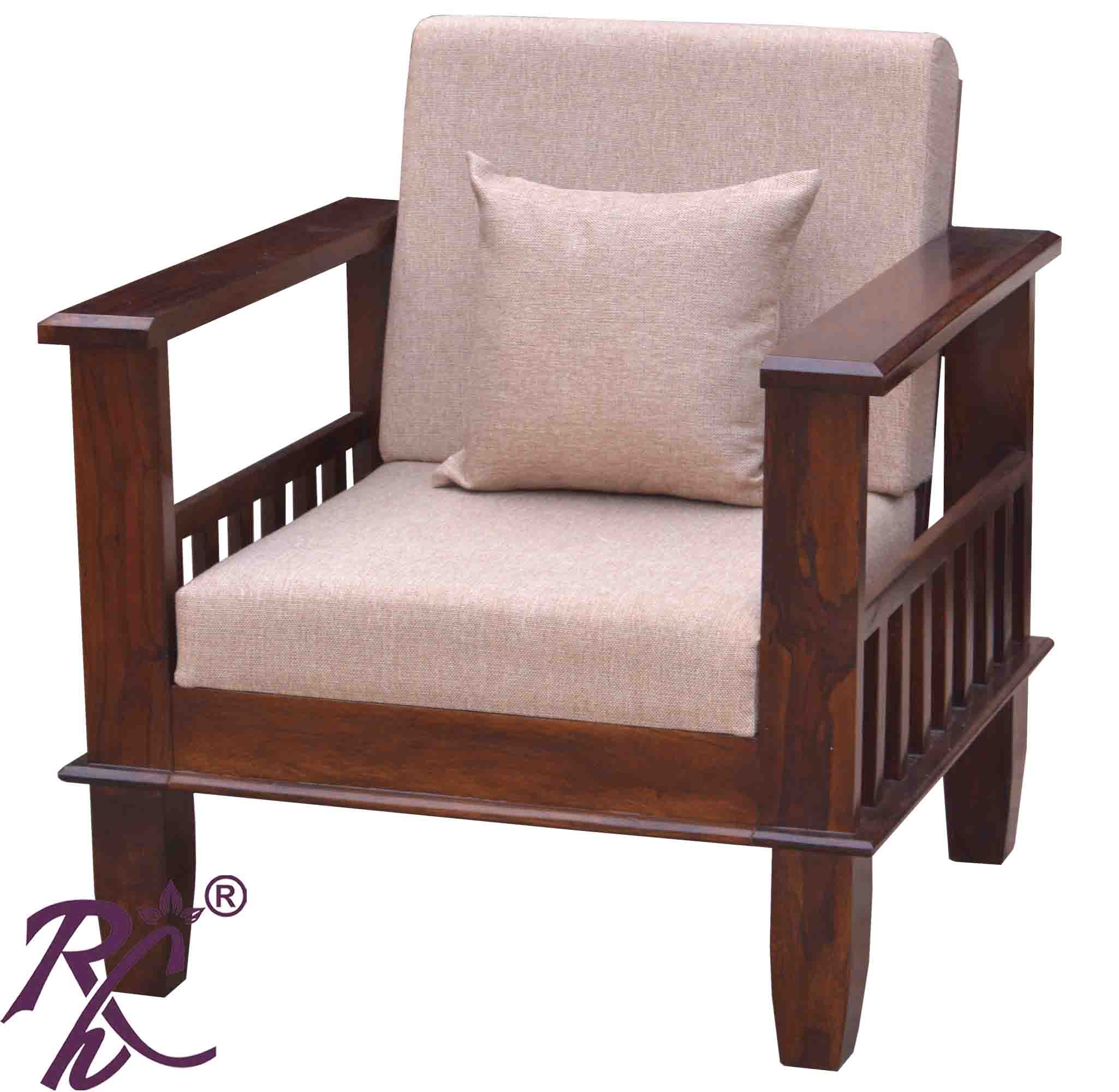 Solid Wood Magazine Holder Sofa One Seater