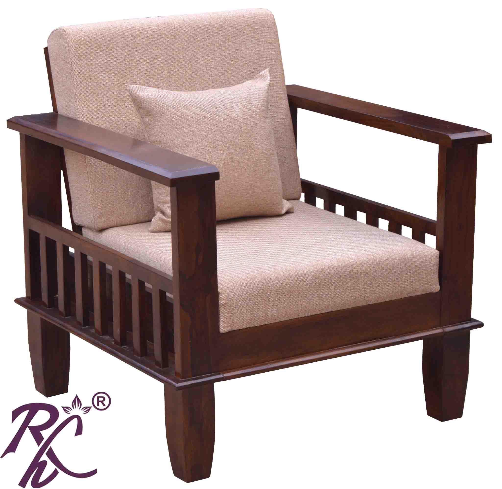 Solid Wood Magazine Holder Sofa One Seater
