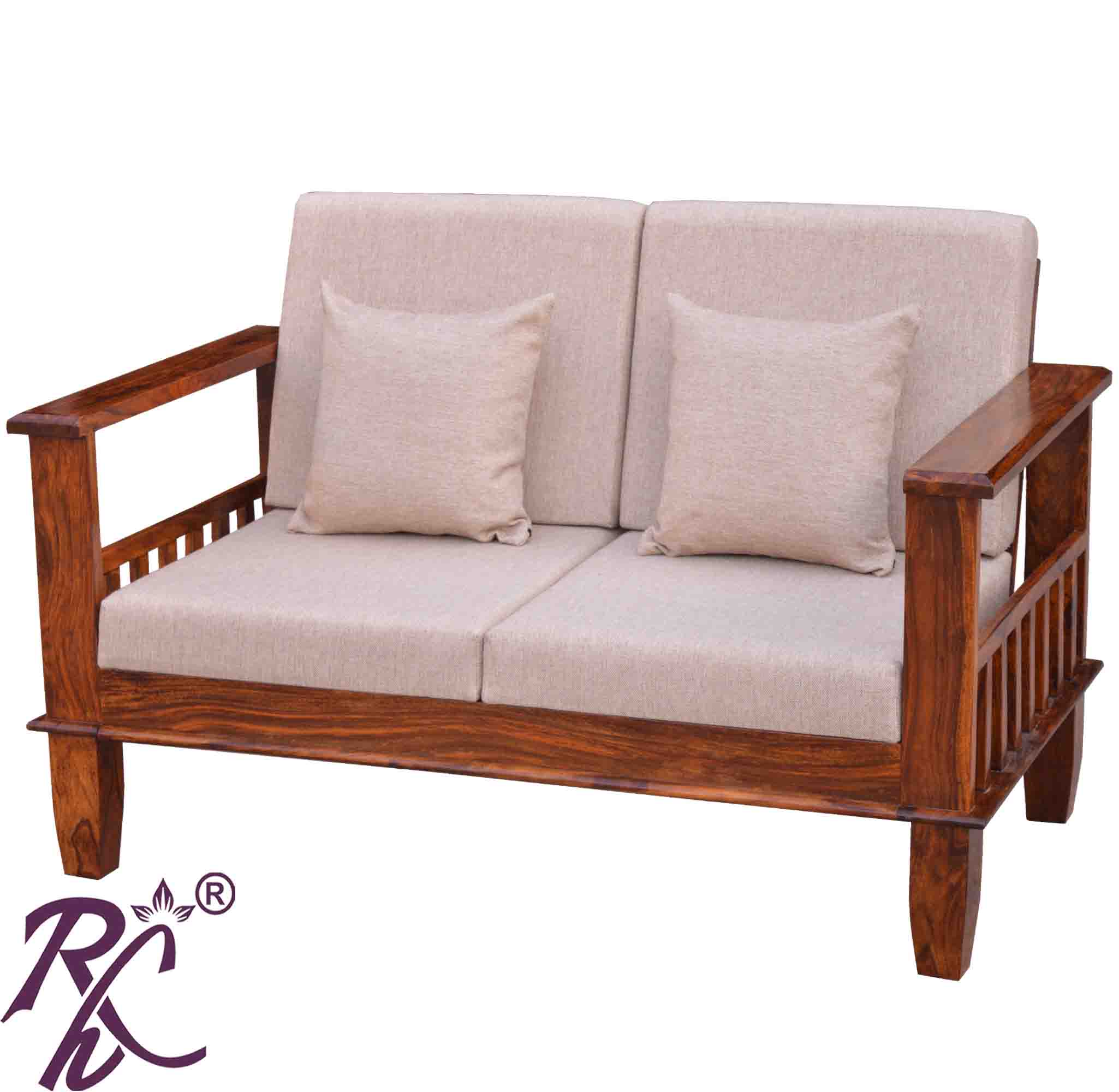 Solid Wood Magazine Holder Sofa 2 Seater
