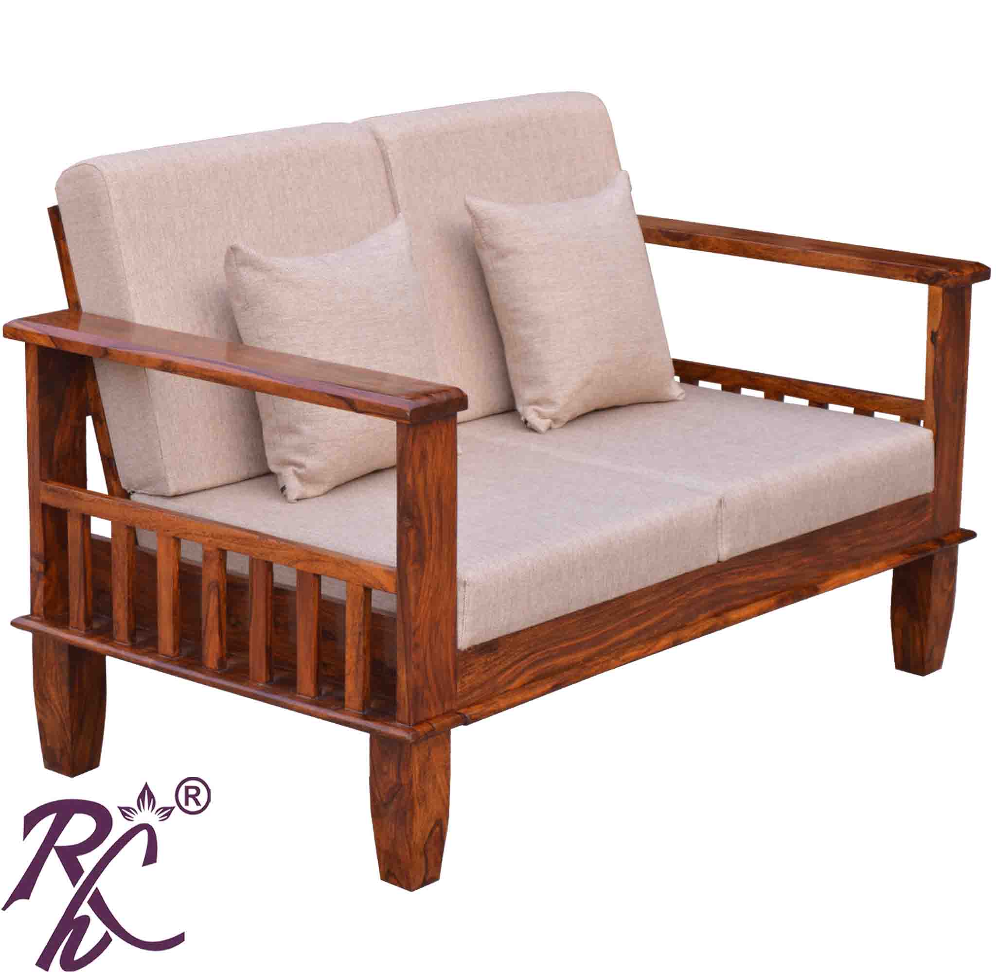 Solid Wood Magazine Holder Sofa 2 Seater