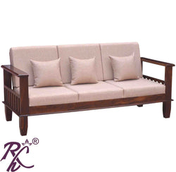 Solid Wood Magazine Holder Sofa 3 Seater