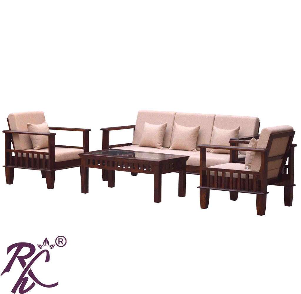 Solid Wood Magazine Holder Design Sofa Set 5 Seater