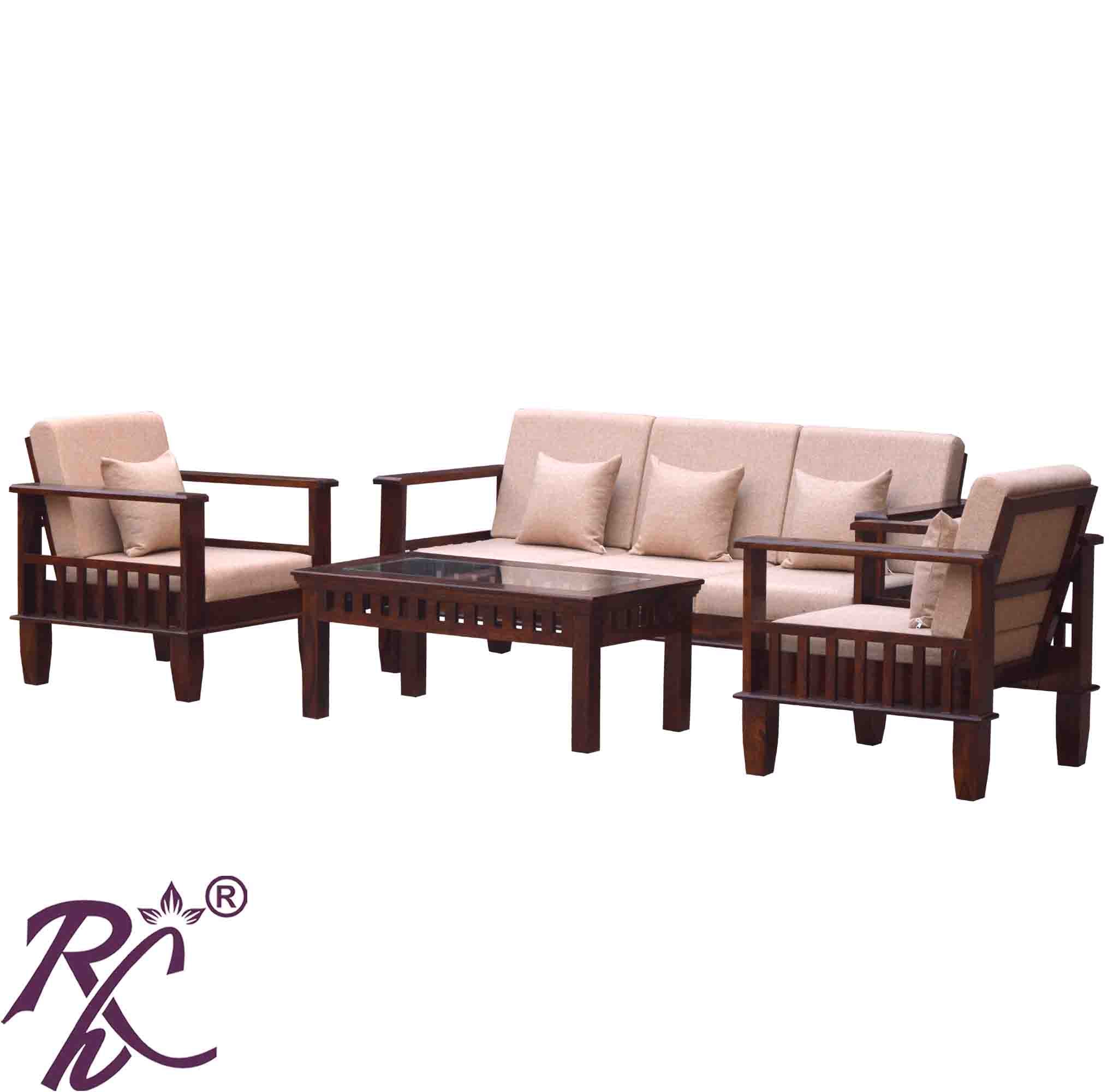Solid Wood Magazine Holder Design Sofa Set 5 Seater