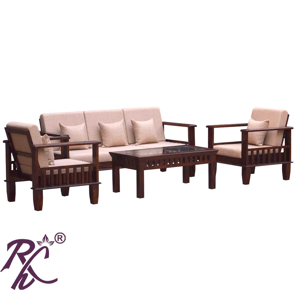 Solid Wood Magazine Holder Design Sofa Set 5 Seater