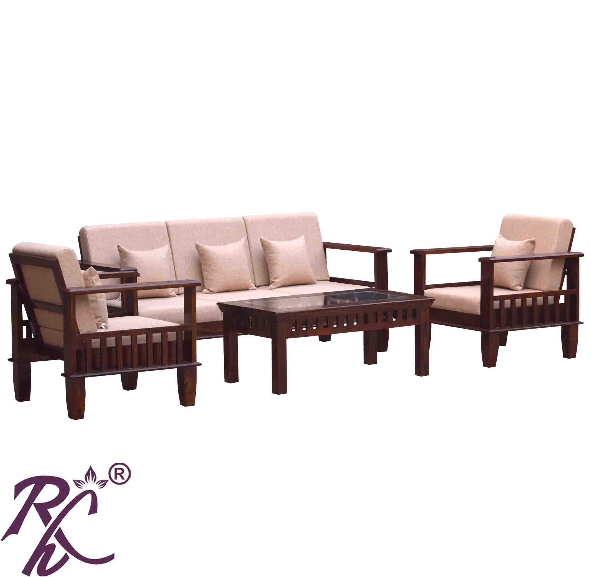 Solid Wood Magazine Holder Design Sofa Set 5 Seater