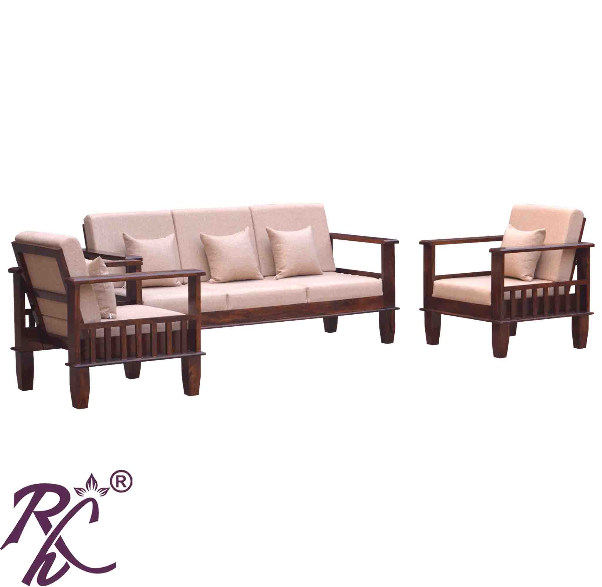 Solid Wood Magazine Holder Design Sofa Set 5 Seater