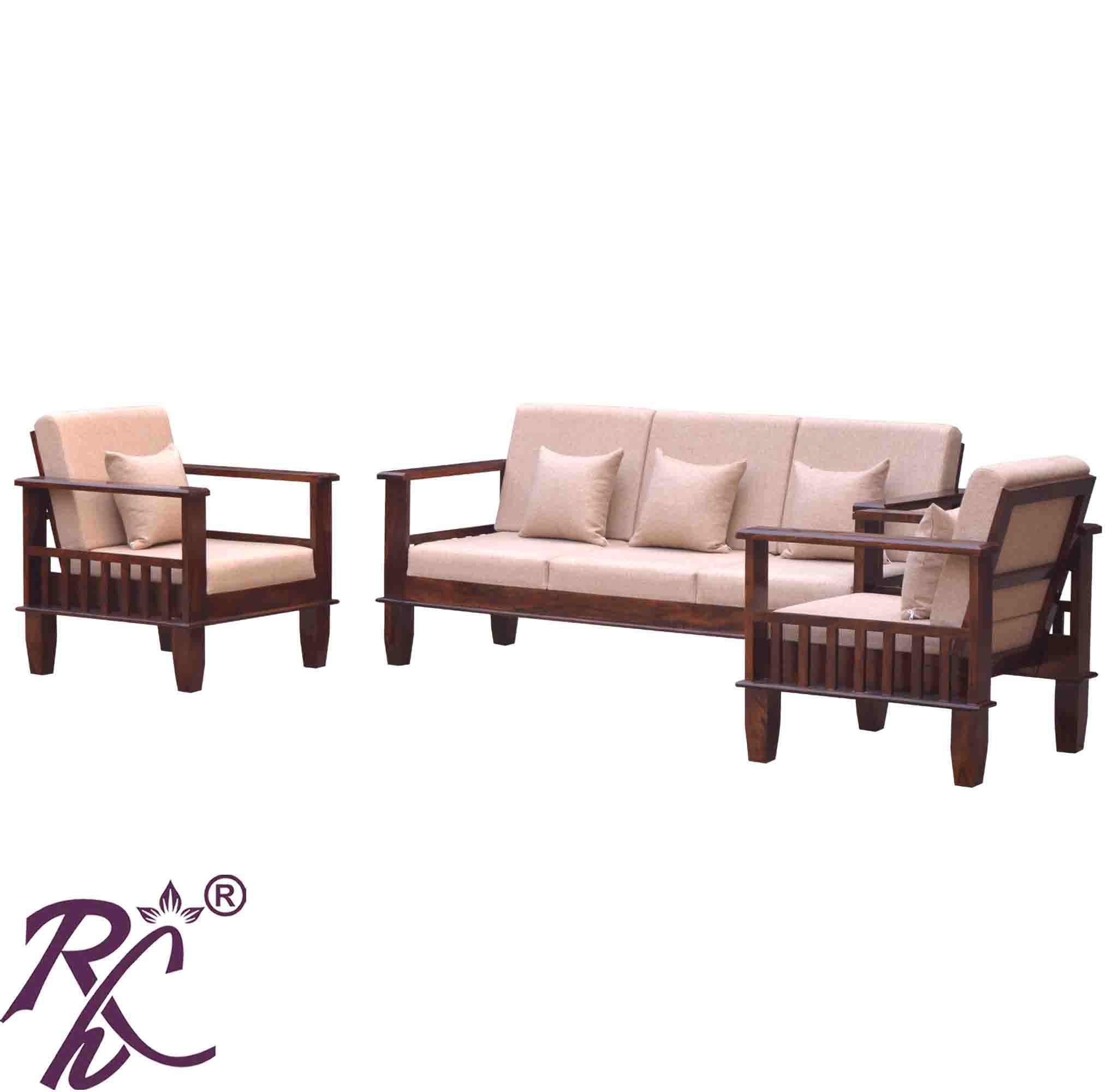 Solid Wood Magazine Holder Design Sofa Set 5 Seater