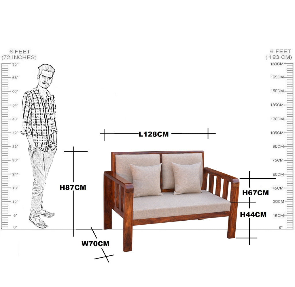 Solid Wood Raj Sofa 2 Seater