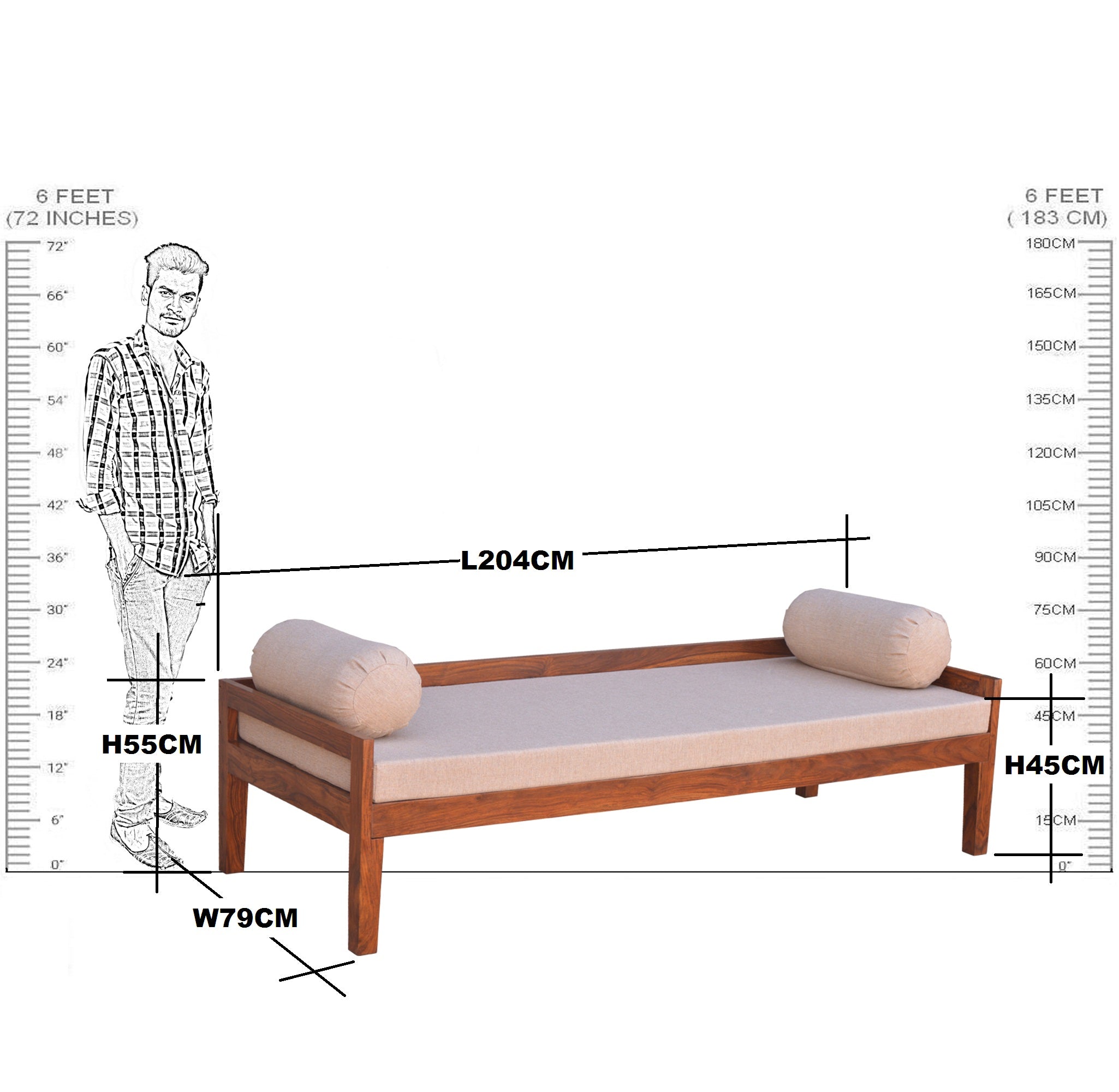 Solid Wood Diwan Sofa Cum Bed