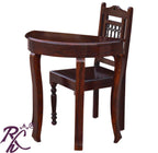 Solid Wood D Shape Design Writing Table Set With One Chair
