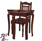 Solid Wood D Shape Design Writing Table Set With One Chair
