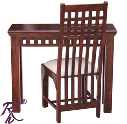 Solid Wood Kubera Design Writing Table Set With One Chair