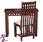 Solid Wood Kubera Design Writing Table Set With One Chair