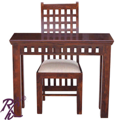 Solid Wood Kubera Design Writing Table Set With One Chair