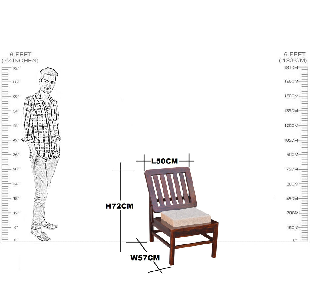 Solid Wood Low Height Arm Chair Cushion Top