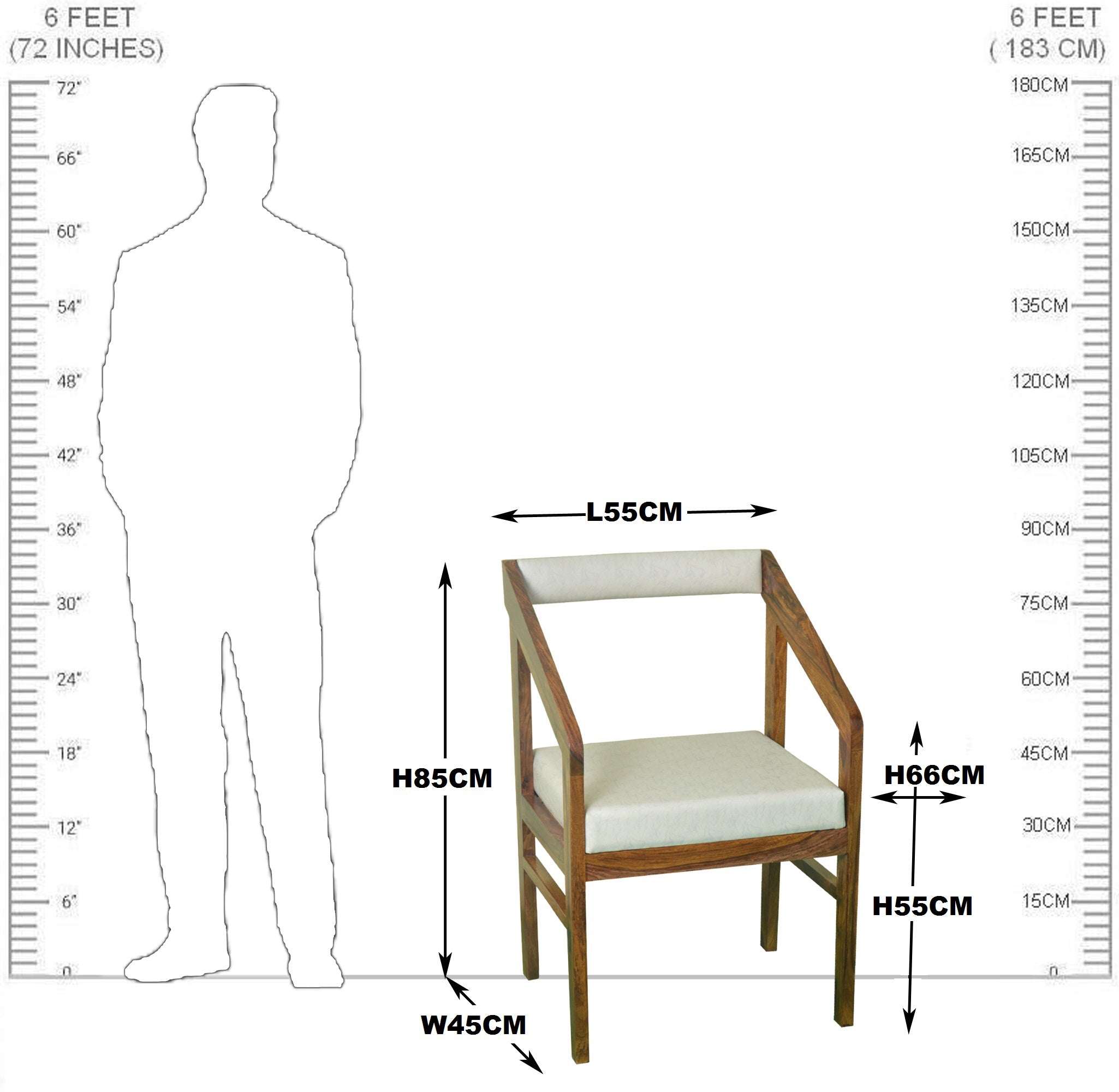 Solid Wood Arm Chair With Back Cushion
