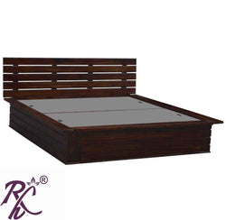 Solid Wood Stripe Design King Size With Storage Bed With Front Drawer