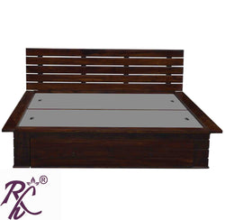 Solid Wood Stripe Design King Size With Storage Bed With Front Drawer