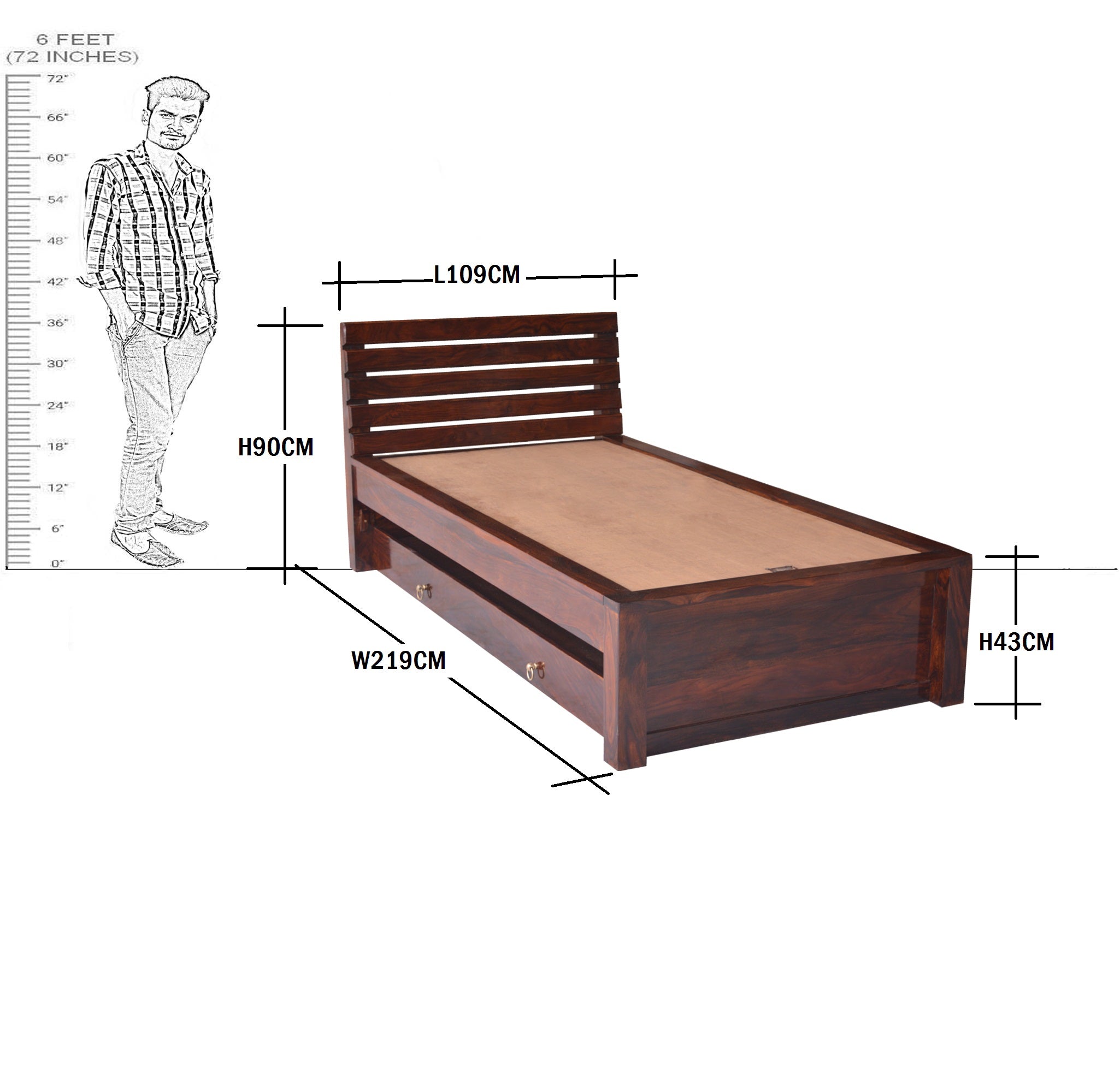 Solid Wood Stripe Diwan Bed
