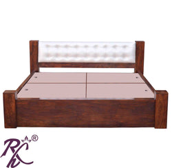 Solid Wood Queen Size With Storage Bed With Back Cushion