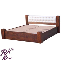Solid Wood Queen Size With Storage Bed With Back Cushion