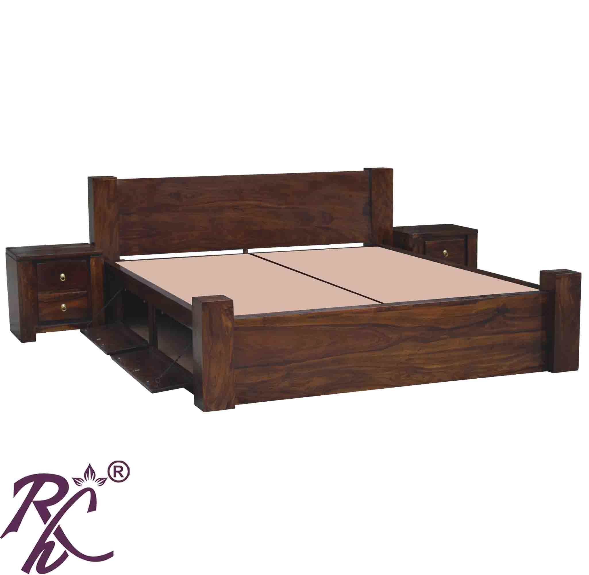 Solid Wood King Size Bed With Storage | Wooden Bed With 4 Doors