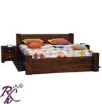Solid Wood King Size Bed With Storage | Wooden Bed With 4 Doors