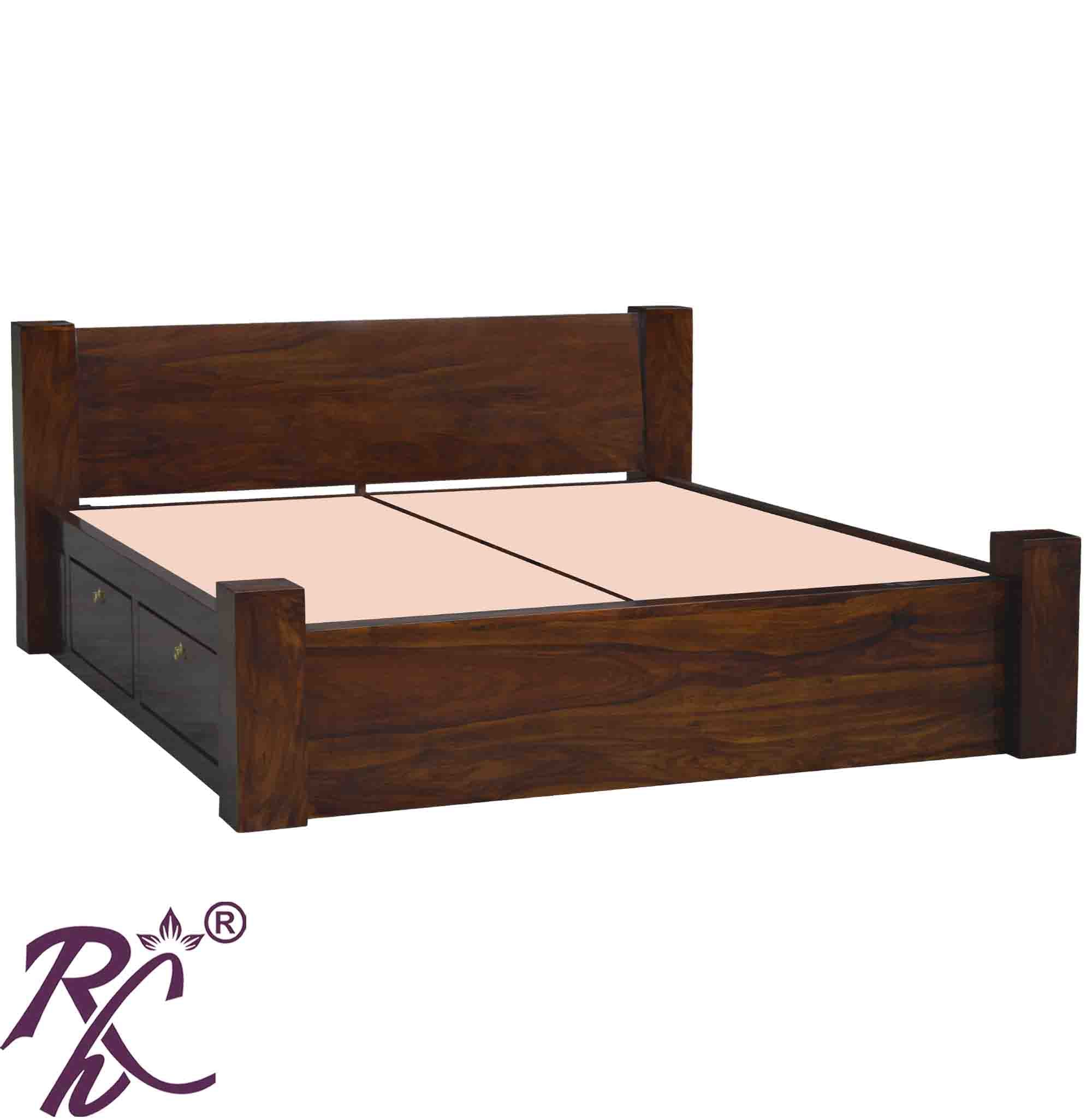 Solid Wood King Size Bed With Storage | Wooden Bed With 4 Doors