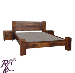 Solid Wood Queen Size Bed Without Storage