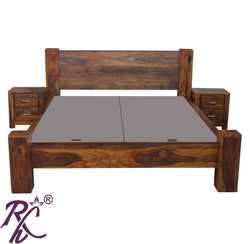 Solid Wood Queen Size Bed Without Storage