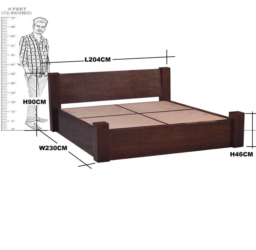 Solid Wood King Size Bed With Storage