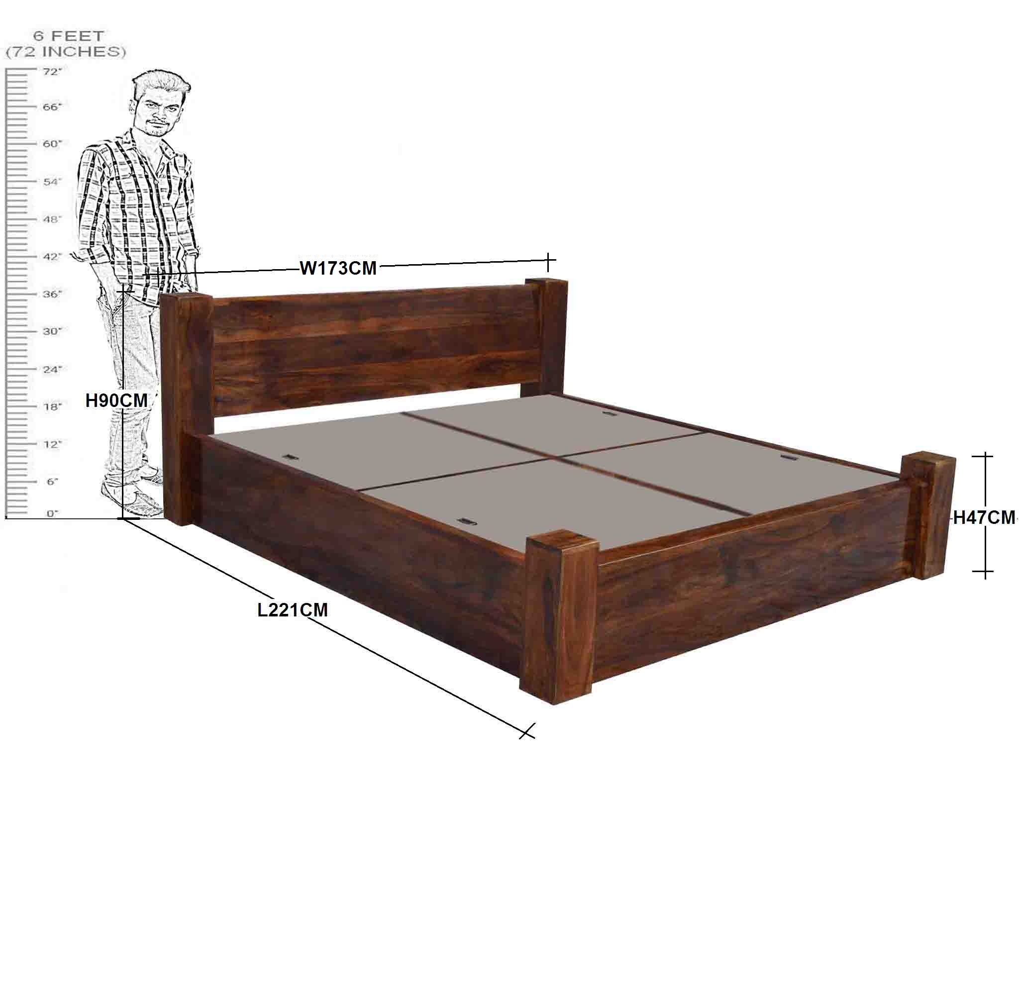 Solid Wood Queen Size Bed With Storage