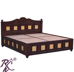 Solid Wood Small Peacock Patra Design King Size With Storage Bed