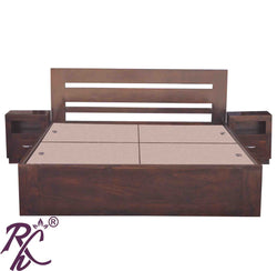 Solid Wood Stripe Design King Size With Storage Bed