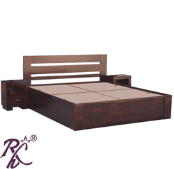 Solid Wood Stripe Design King Size With Storage Bed