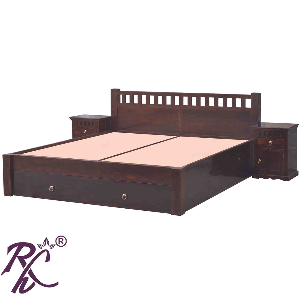 Solid Wood Kubera Design King Size With Storage Bed With Frount Drawer
