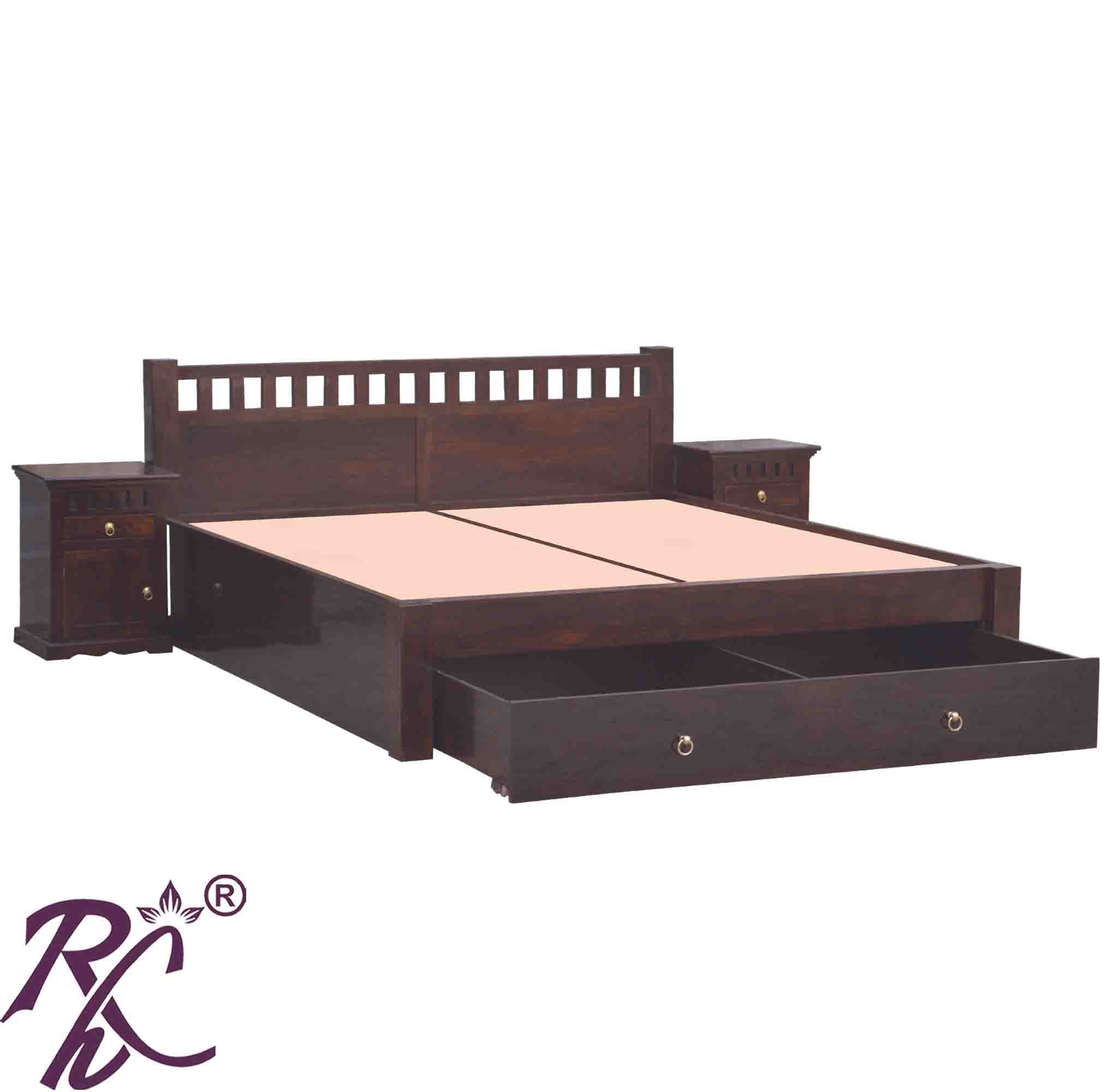 Solid Wood Kubera Design King Size With Storage Bed With Frount Drawer