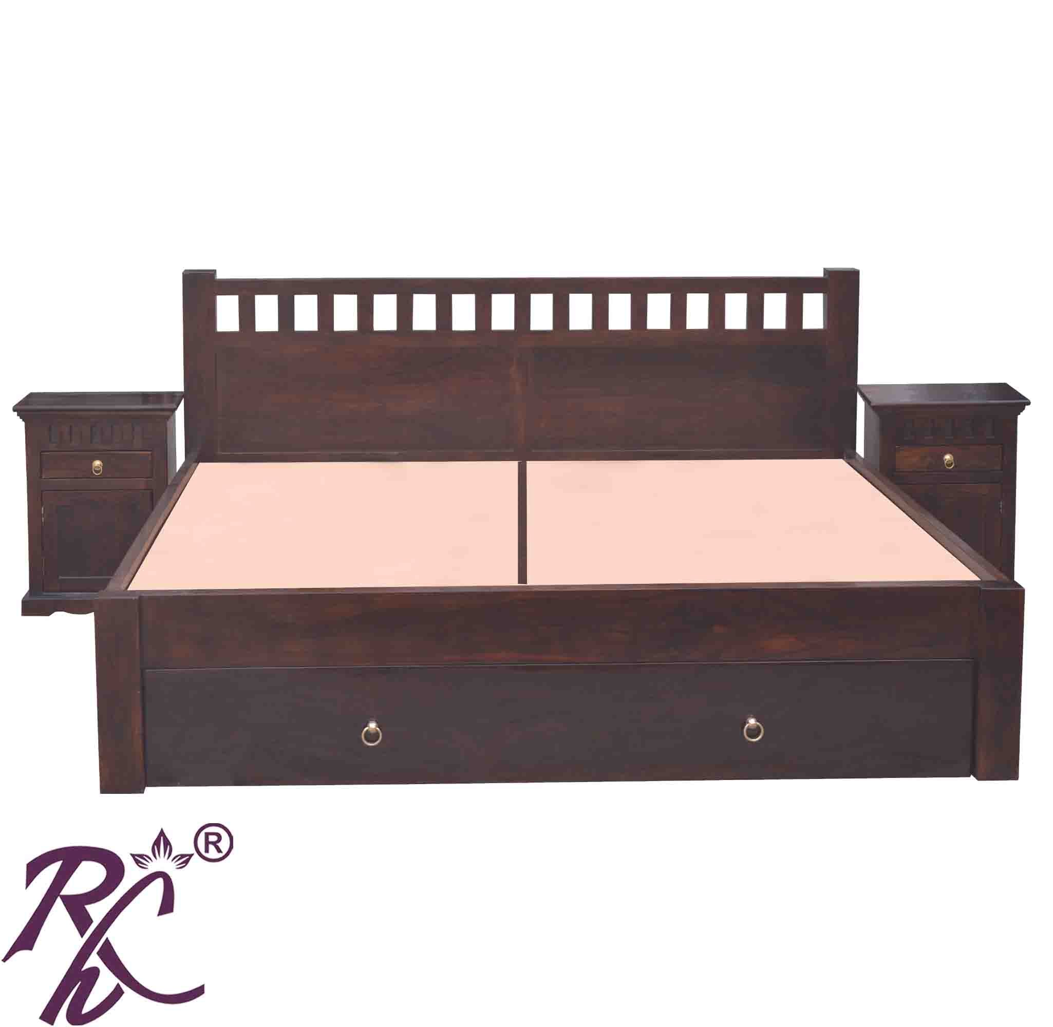 Solid Wood Kubera Design King Size With Storage Bed With Frount Drawer RAJ HANDICRAFT