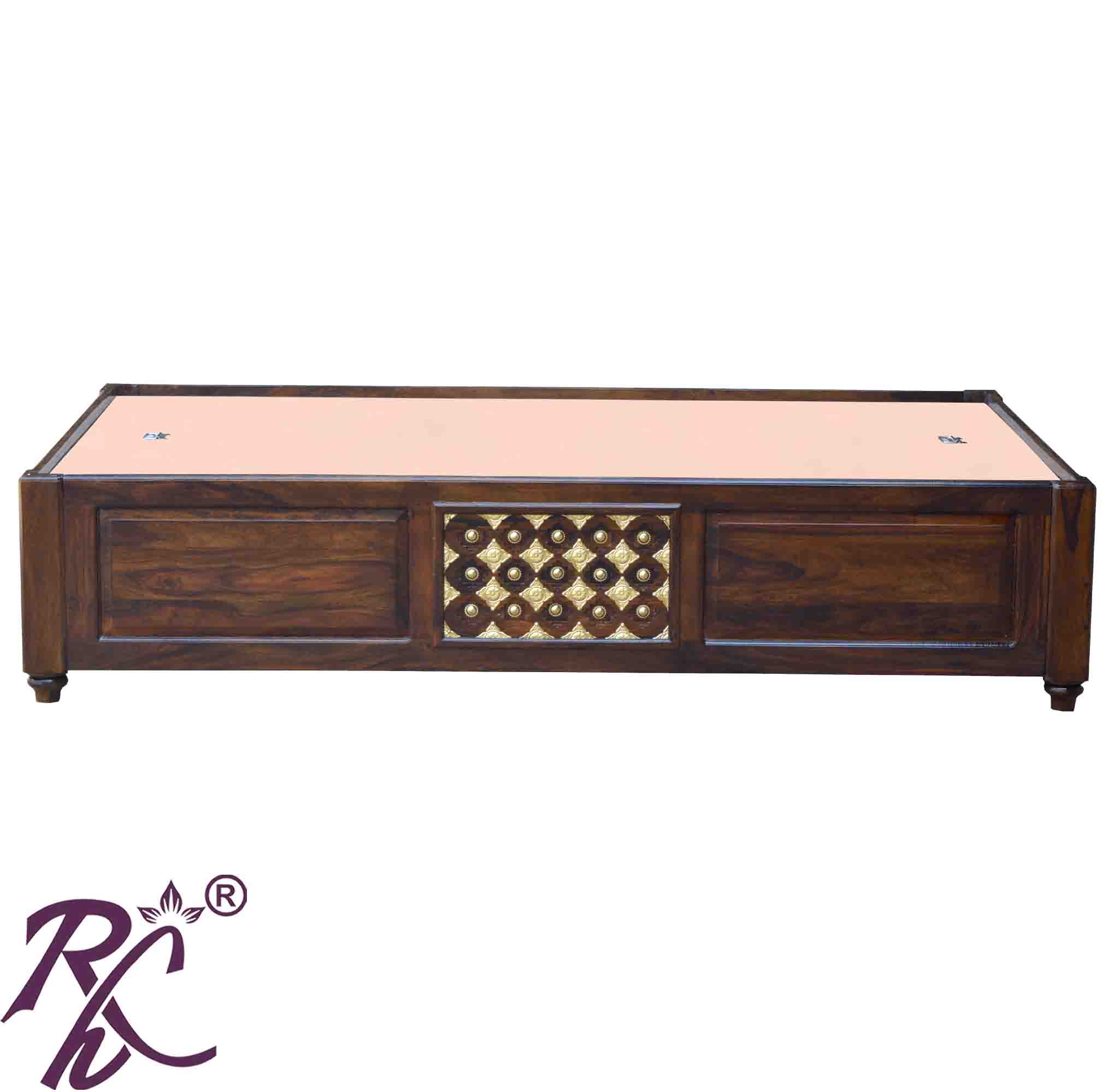 Solid Wood Brass Bakhra Diwan Bed
