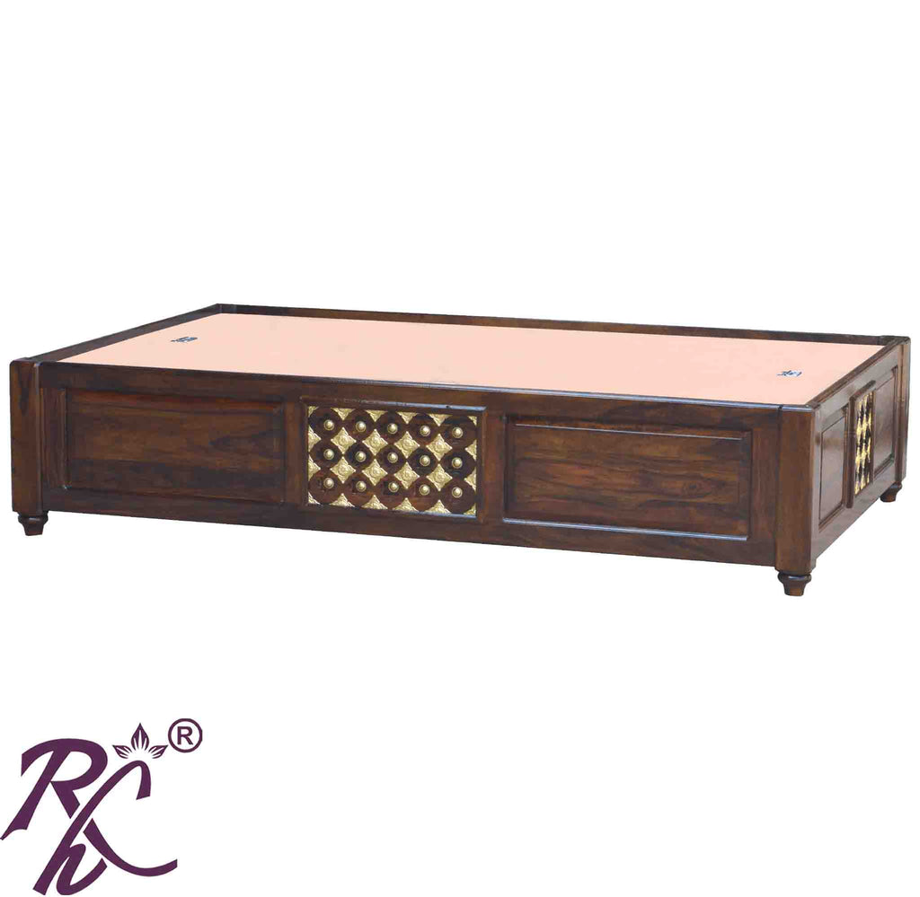 Solid Wood Brass Bakhra Diwan Bed