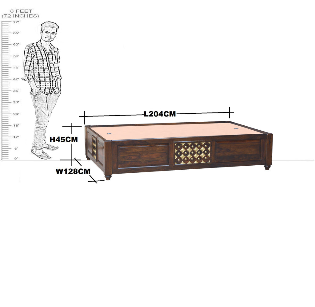 Solid Wood Brass Bakhra Diwan Bed