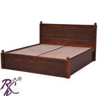 Solid Wood Jiksa Jali Design King Size With Storage Bed