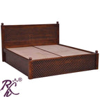 Solid Wood Jiksa Jali Design King Size With Storage Bed