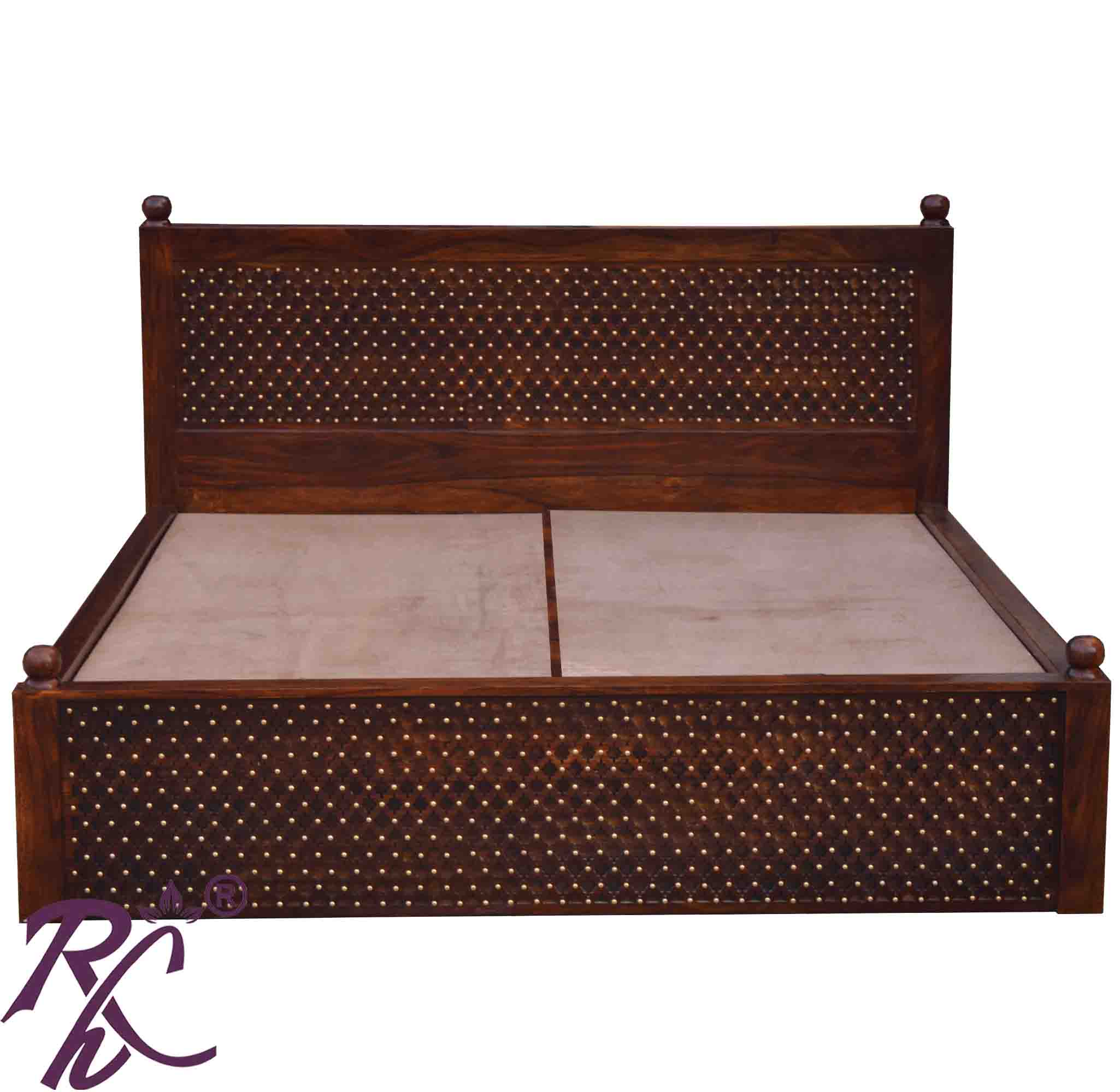 Solid Wood Jiksa Jali Design King Size With Storage Bed