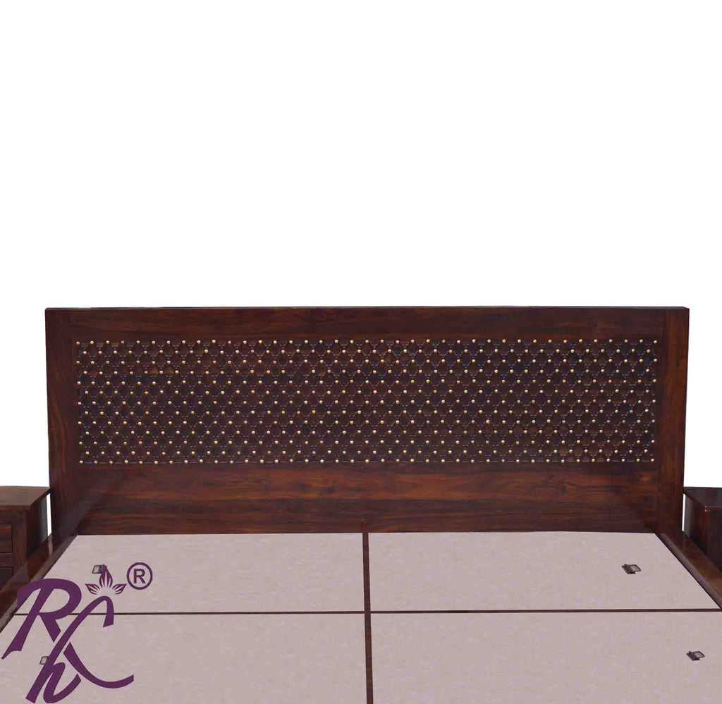 Solid Wood Jiksa Jali Design King Size With Storage Bed